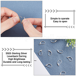 スターリングシルバーのフレンチフックピアス金具5組925個  スタンプ925個付き  銀  16.5x9x1.5mm  穴：1mm  ピン：0.7mm&nbsp;STER-CN0001-13