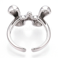 Латунные открытые манжеты с буквами для женщин RJEW-G313-01W-P