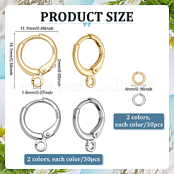 30 пара двухцветных латунных сережек-колец Huggie Hoop&nbsp;KK-ME0003-68