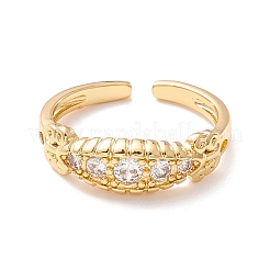 Кольцо-манжета в виде листа кубического циркония&nbsp;RJEW-P026-02G