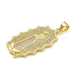 Подвески из латуни с микропаве из прозрачного кубического циркония на тему Девы Марии&nbsp;KK-Z067-06G-04