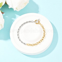 Браслеты из нержавеющей стали 304 с цепочкой и тросом для женщин&nbsp;BJEW-K279-03GP