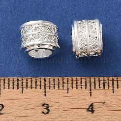 ラックメッキ真鍮パヴェクリアキュービックジルコニアヨーロピアンビーズ  カドミウムフリー＆鉛フリー  コラム  銀  8.5x6.8mm  穴：4.8mm&nbsp;KK-M285-27S