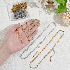 12 шт. 2 цвета 304 нержавеющая сталь цепочки-скрепки ожерелья NJEW-WR00010