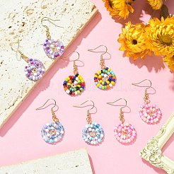 Серьги с подвесками Vortex из стеклянного бисера EJEW-JE05367