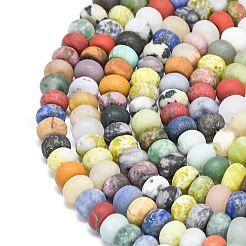 Нити бусин из натуральной голубой пятнистой яшмы&nbsp;G-P575-A30-6x4mm-01