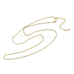 Стойки покрытие 1 мм латунные цепочки-коробки ожерелья для женщин NJEW-H049-02G
