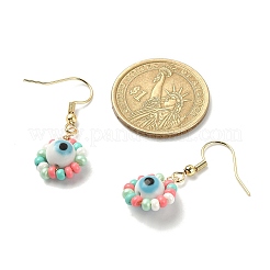 Серьга с подвеской из стекла и лэмпворка от сглаза EJEW-JE05294