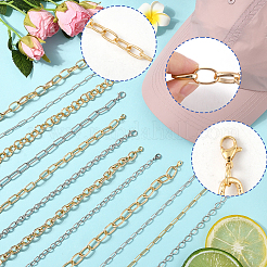 12 шт. 12 стиля 304 нержавеющая сталь и алюминиевые тросовые цепи цепь для бейсболки HJEW-SC0002-50