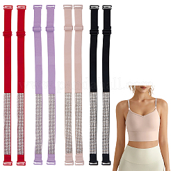 4 пара двухцветных полиэстеровых нескользящих бретелей для бюстгальтера со стразами&nbsp;FIND-CY0001-27