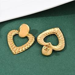 Серьги-гвоздики в форме полого сердца из нержавеющей стали 304 EJEW-I320-19G