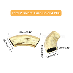 チベットスタイルの合金チューブビーズ8色2個  ミックスカラー  62x25.5x14mm  穴：9x18mm  4個/カラー&nbsp;FIND-PH0003-97