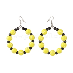 Акриловые круглые серьги с подвесками на спортивную тематику EJEW-JE04978