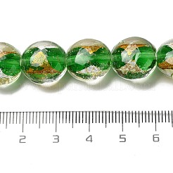 Плоские круглые бусины ручной работы из золотой и серебряной фольги в технике лэмпворк&nbsp;FOIL-C001-02B