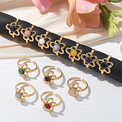 Круглые натуральные смешанные кольца из камня RJEW-C119-09G