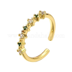 Манжеты из латуни с микро паве кубический цирконий для женщин&nbsp;RJEW-H247-31G