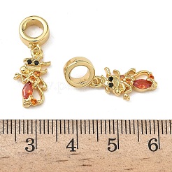 Европейские подвески-шармы с темно-оранжевыми кубическими цирконами из латуни KK-L257-24G-01