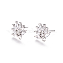 Латунные серьги с цирконом EJEW-E257-03P