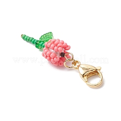 Perline di vetro a forma di garofano per la festa della mamma e decorazioni acriliche a forma di ciondolo&nbsp;HJEW-MZ00228