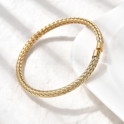 Плетеные браслеты-манжеты из нержавеющей стали 304 для женщин&nbsp;BJEW-A067-04G