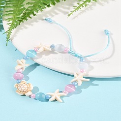 Браслеты из синтетической бирюзы и стеклянных бусин BJEW-FS00021