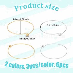 6шт 2 цвета браслеты из нержавеющей стали 304 для женщин&nbsp;BJEW-UN0001-59