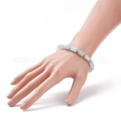 天然アクアマリン コラム ビーズ ストレッチ ブレスレット  女性のためのアクセサリー用原石のアクセサリー  内径：2-1/8インチ（5.4cm）&nbsp;BJEW-JB08596-05