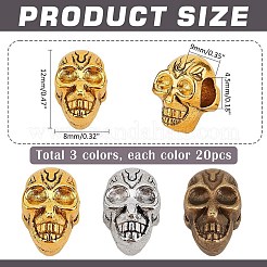 60 шт. Европейские бусины из сплава 3 цветов FIND-PH0021-84