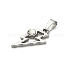 304ステンレスペンダント  ラインストーン付き  稲妻  ステンレス鋼色  クリスタル  22x13.5x3mm  穴：7x3mm&nbsp;STAS-Q343-03B-P