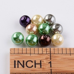 ガラスパールビーズセット  ハロウィンミックス  環境に優しい  ラウンド  染め  ミックスカラー  8mm  穴：0.7~1.1mm  約200個/箱。&nbsp;HY-JP0001-03-G