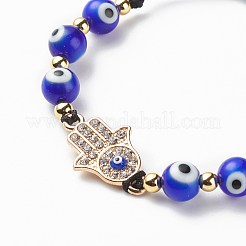 Bracciale con perline intrecciate malocchio a lume e orecchini pendenti&nbsp;SJEW-JS01258
