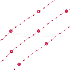 手作りのABSプラスチックビーズチェーン  ラウンド  レッド  3mm&nbsp;X-CHC-CJC0001-05C