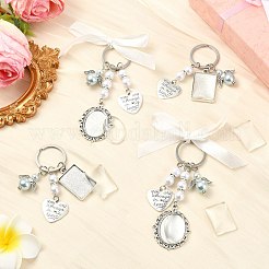 Сплав пустая купольная фоторамка овальная и прямоугольная свадебная подвеска&nbsp;KEYC-CJ00008