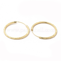 女性用ラックメッキ真鍮テクスチャーフープピアス  カドミウムフリー＆鉛フリー  18KGP本金メッキ  39x2mm  ピン：0.8mm&nbsp;EJEW-G341-05G