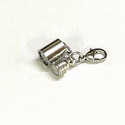 コラム真鍮製マグネットクラスプコンバーター  カニカン付き  ニッケルフリー  プラチナ  12x7x3mm&nbsp;X-KK-D482-P-NF