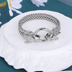 Pulsera de eslabones de lobo de acero inoxidable 304 con cadenas de malla para hombres y mujeres&nbsp;BJEW-SZ0002-65