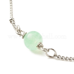 Tobilleras de jade blanco teñido natural y jade de Malasia para mujer&nbsp;AJEW-AN00476-05