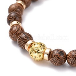 Bracelet extensible perles rondes en bois naturel&nbsp;BJEW-JB07101