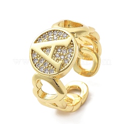 Кольца-манжеты из латуни с микропаве из прозрачного кубического циркония для женщин RJEW-K289-02G