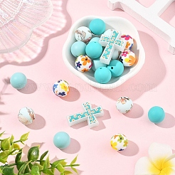 22шт силиконовые фокусные бусины&nbsp;SIL-YW0002-51B