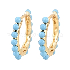 Круглые серьги-кольца из синтетической бирюзы и латуни&nbsp;EJEW-A156-06G