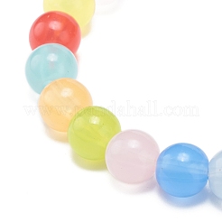 Bracelet extensible en perles rondes en acrylique imitation jade pour enfants&nbsp;BJEW-JB08721-02