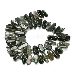 Нити бусин из натурального зеленого рутилированного кварца&nbsp;G-Z124-B02-01