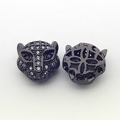 Латунные микро проложить кубического циркония леопарда бусы ZIRC-L007-41