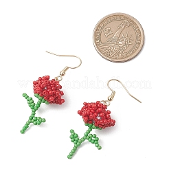 Серьги-подвески из цветочного стекла ручной работы&nbsp;EJEW-MZ00684-01