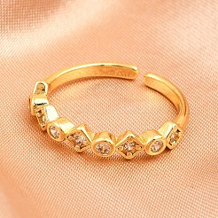 Манжеты из латуни с микро паве кубический цирконий для женщин&nbsp;RJEW-Z113-29G