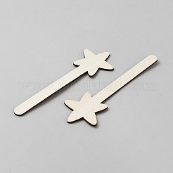 未完成の木製スタースティック10個  手作りのウッドチップ  湯通しアーモンド  140x46x2.5mm&nbsp;DIY-WH0899-734