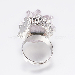調節可能ドゥルージークリスタル指輪指輪  真鍮パーツ  18mm&nbsp;RJEW-L082-01