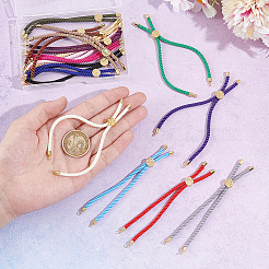 15шт 15-х цветные витые нейлоновые шнуры серебряные браслеты&nbsp;MAK-UN0001-57