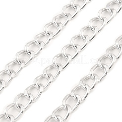 酸化アルミニウムキューバチェーン  溶接されていない  スプールで  銀  9.5x7x1.5mm  約98.43フィート（30m）/ロール&nbsp;CHA-D001-10S